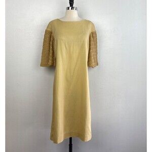 Vintage 60s Martin Berens Goldenrod Mustard Shift Dress Large Tall Juniors